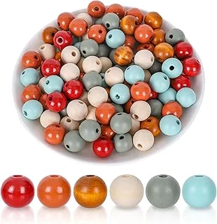 Whaline 16mm 240Pcs Fall Wood Beads Rustic Farmhouse Round Spacer Bead with