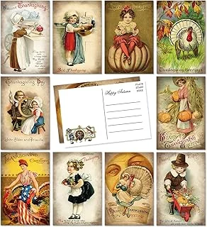 40Pcs Fall Vintage Postcards Happy Thanksgiving Greeting