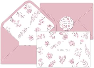 36Pcs Blush Pink Floral Thank You Cards with Envelopes and