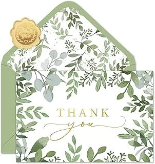 50 Pack Greenery Thank You Cards Boxed Green Eucalyptus