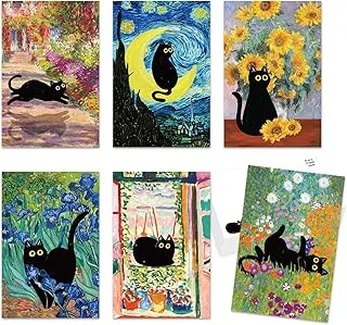 36 Pcs Art Print Postcards Famous Painting with Black Cat