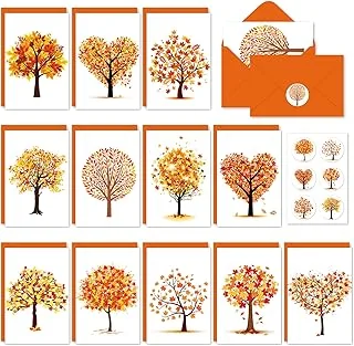 24 Pcs Fall Greeting Cards Autumn Tree Blank Note Cards