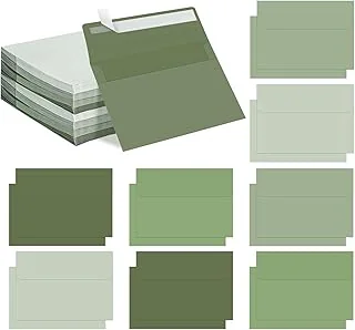 100 Packs Sage Green Self-Adhesive Envelopes with Fold