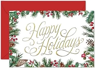 50 Pack Christmas Greeting Cards Bulk Happy Holidays Pine