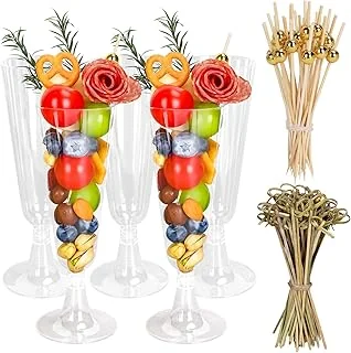 50Pcs Clear Plastic Charcuterie Cups with Toothpicks Disposable Clear Appetizer