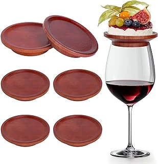 4Pcs Wine Glass Charcuterie Topper Round Dark Brown Bamboo Glass Topper