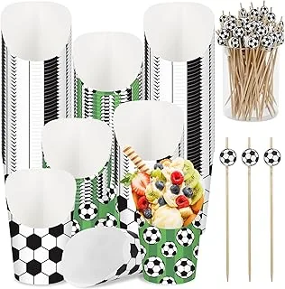 250 Pcs Soccer Charcuterie Cups with Sticks Bags 14oz Sports Ball Disposable