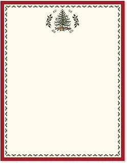 80 Sheet Christmas Stationery Paper Letterhead Vintage Xmas Tree Holly Berry Writing Paper for Invitation Office Printing, 8.5 x 11 Inch, Double-Sided