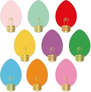 45Pcs Christmas Paper Cutouts Colourful Bulb Cut-Outs with 100Pcs Glue Points 9 Colors Assorted Xmas Bulletin Board Decor for Craft Art School Home Party Favor