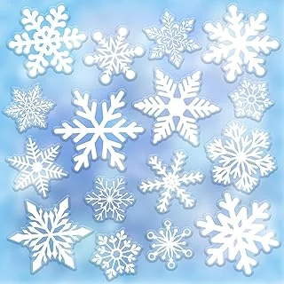 32Pcs Christmas Thick Gel Clings Winter Silver Snowflake Reusable Window Decals for Home School Classroom Nursery Decor Xmas Party Supplies, 2 Sheets