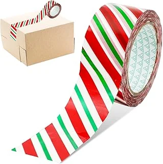 Christmas Packing Tape 100 Yard Red Green Stripe Sticky Wrapping Tape for Winter Xmas Small Business DIY Crafts Box Supplies