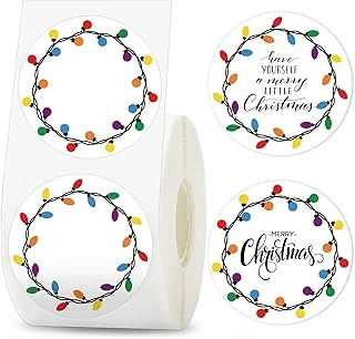 Christmas Direct Thermal Labels Winter Bulbs Coding Label Stickers Xmas Self-Adhesive Thermal Label Printer Decals for Winter Holiday Party Business, 500Pcs