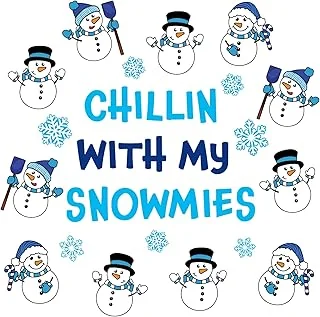52Pcs Winter Snowman Cutouts Christmas Snowman Snowflake Cutouts Winter Chillin with My Snowmies Bulletin Board Decor Blue White Snowman Holiday Party Cutouts for School Classroom Decor