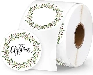 Christmas Direct Thermal Labels Stickers Xmas Holly Berry Mistletoe Self-Adhesive Printer Decals for Winter DIY Candle Name Tag Logo Design, 500 Pcs