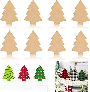 12Pcs Christmas Tree Wooden Cutouts Blank Xmas Tree Unfinished Table Wooden Signs DIY Tiered Tray Decor for Christmas Home Kitchen Office Table Shelf Decor Party Supplies