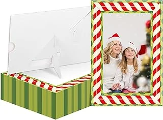 50Pcs Christmas Paper Picture Frames with Easel 4 x 6 Inch Xmas Candy Photo Frames DIY Photo Display For Home Office Classroom Holiday Party Decor