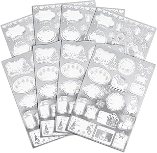 128Pcs Christmas Sliver Foil Gift Tags Assorted Christmas Name Tag Stickers Xmas Tree Sliver Labels Self-Adhesive Paper Sticker for Winter Holiday Birthday Wrap Decor
