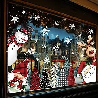 Christmas Window Clings Gnome Santa Snowman Reindeer Xmas Tree Large Window Decals Double-Sided Windows Stickers for Winter Home Classroom Office Party Decoration, 6 Sheets