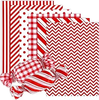 120 Sheets Minimalists Christmas Tissue Paper Plaids Dots Stripes Print Gift Wrapping Paper Red White Art Craft Gift Packing for DIY Wedding Anniversary Birthday Baby Shower Holiday Party