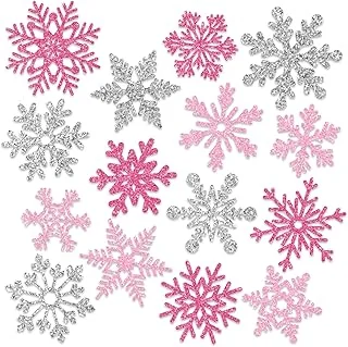 15Pcs Christmas Refrigerator Magnets Pink Silver Snowflake Fridge Magnetic Stickers Xmas Winter Garage Magnet for Car Locker Metal Door Decor