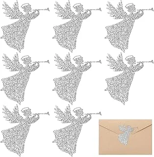200Pcs Christmas Angel Stickers Glitter Silver Envelope Seal Stickers Self-Adhesive Xmas Party Favor Sealing Labels for Holiday Business Wedding Invitations Cards Gift Decor