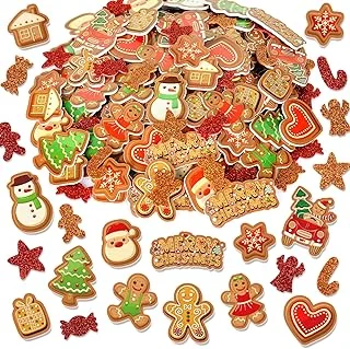 Christmas Foam Stickers Assorted Xmas Gingerbread Man Foam Decals Cartoon Glitter Adhesive Sticker Decor for School Craft Winter Party Favor Supplies, 400Pcs