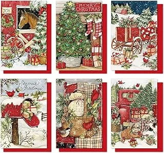 36 Pack Vintage Christmas Greeting Cards Retro Winter Snowy Scene Blank Note Cards with Envelopes Stickers for Xmas Holiday Party Favors Supplies, 4 x 6 Inch