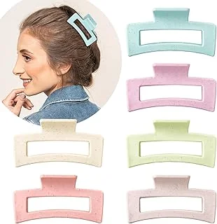 6 Pack Macaroon Color Hair Claw Clips Strong Hold Rectangle Hair Claw
