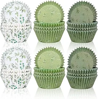 600Pcs Greenery Cupcake Liners Eucalyptus Olive Leaf Baking Cups Sage Green
