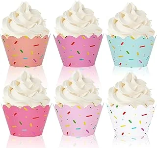 36Pcs Colorful Donut Cupcake Wrappers Blue White Pink Sprinkles Icing Cupcake