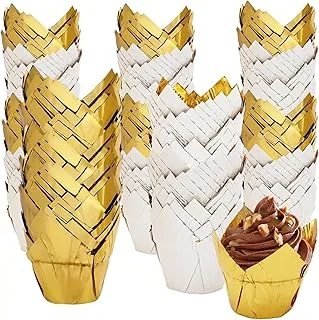 200Pcs Tulip Cupcake Liners Aluminum Foil Paper Baking Cups Disposable Cupcake