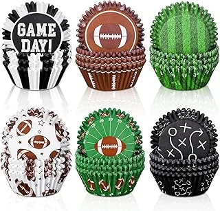 600Pcs Football Cupcake Liners 6 Styles Rugby Cupcake Wrappers Baking Cups