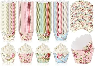 36Pcs Vintage Floral Cupcake Wrappers Colorful Flower Cupcake Liners Decorative