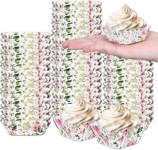 500Pcs Floral Mini Square Cupcake Liners Watercolor Flower Cupcake Wrappers