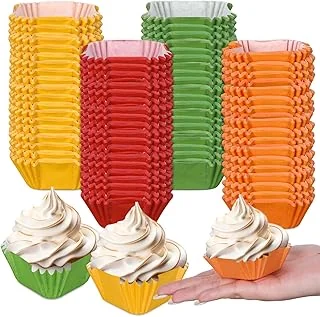 400Pcs Fall Thanksgiving Mini Square Cupcake Liners Fall Color Cupcake Wrappers