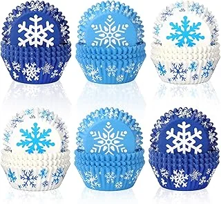600Pcs Winter Snowflake Cupcake Liners Blue White Snowflake Cupcake Wrappers