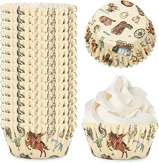 300Pcs Western Cowboy Cupcake Liners Western Theme Paper Baking Cup Retro Wild