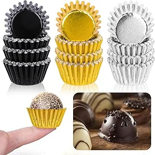 300Pcs Graduation Mini Cupcake Liners Congrats Grad Foil Baking Cups Black Gold