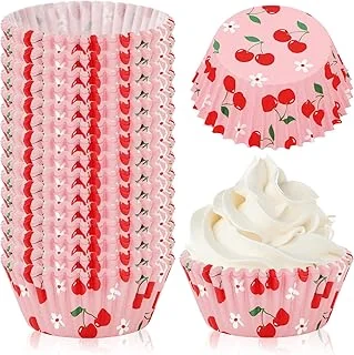 300Pcs Cherry Flower Cupcake Liner Pink Floral Fruit Paper Baking Cup Muffin
