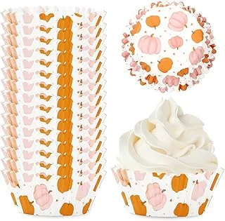 300Pcs Fall Cupcake Liner Pink Orange Pumpkin Star Paper Baking Cup Autumn
