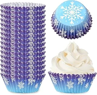 300Pcs Christmas Cupcake Liners Winter Snowflake Paper Baking Cups Blue Purple