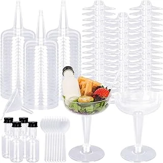 50 Set 4oz Plastic Charcuterie Cups with Mini Alcohol Bottles Sporks Liquid