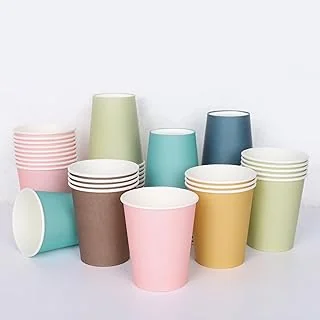 60Pcs Boho Colors Paper Cups 6 Neutral Colors Disposable Drinking Cups