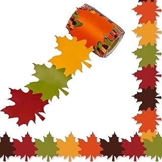 Whaline 32.8Ft Fall Bulletin Board Borders Maple Leaves Shape Die-Cut Bulletin Board Strips Colorful Autumn Leaf Rolled Bulletin Border Trim for Fall Harvest Thanksgiving Classroom Office Decor