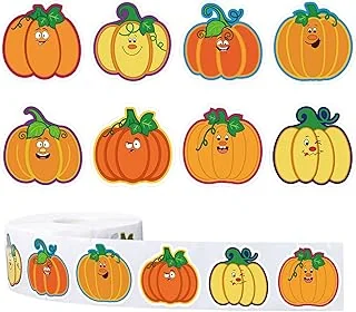 Whaline 1000Pcs Fall Pumpkins Stickers for Kids Thanksgiving Fall Cute Pumpkins Sticker with Funny Expressions Cartoon Pumpkin Shape Adhesive Stickers for Autumn Thanksgiving Party Supplies, 8 Design
