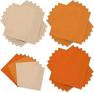 Whaline 150 Pack Fall Color Orange Napkins 6.5 x 6.5 Inch 3 Colors Disposable Paper Napkins Orange Theme Fall Dinner Napkins for Autumn Thanksgiving Party Celebration Supplies Table Decorations