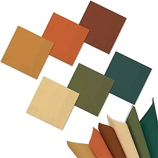 Whaline 120Pcs Fall Cocktail Napkins 6 Autumn Color Disposable Napkins Multi-color Paper Beverage Napkins for Fall Harvest Thanksgiving Party Supplies