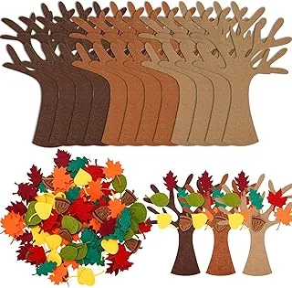 Whaline 192Pcs Fall Tree of Thanks Felt Craft Kit Autumn Trees Maple Leaves Ornaments Felt Board for DIY Art Craft Fall Thanksgiving Party Gift Supplies Home Classroom Door Wall Hanging Tree Decor