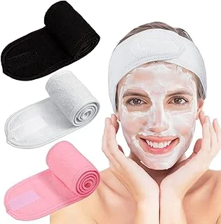Whaline 3Pcs Spa Facial Headband Make Up Wrap Head Terry Cloth Headband
