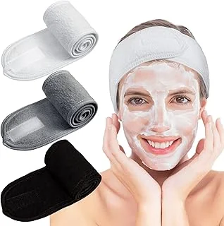 Whaline 3Pcs Spa Facial Headband Make Up Wrap Head Terry Cloth Headband